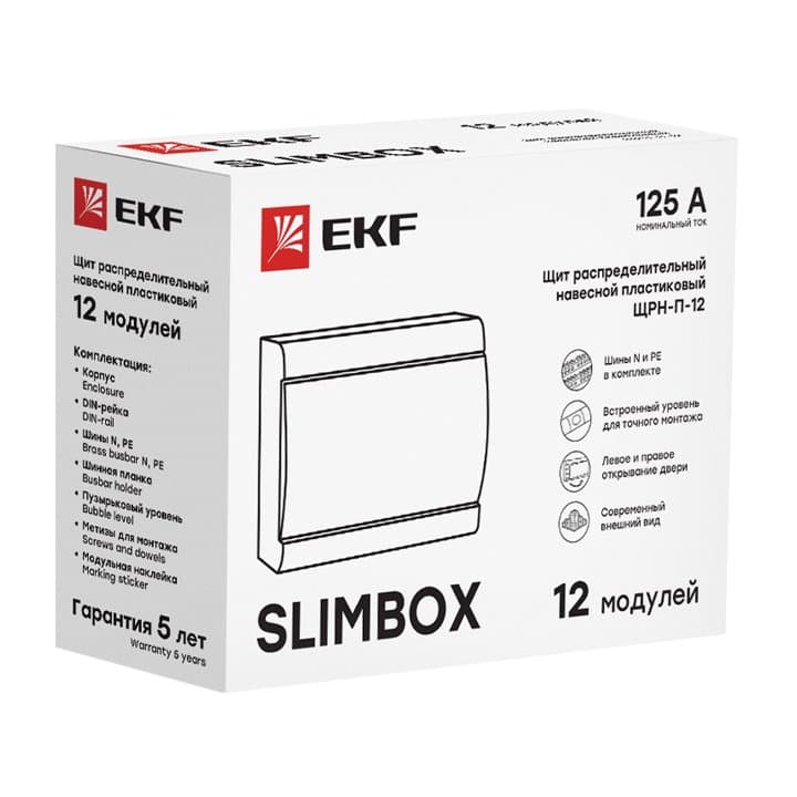 EKF PROxima Щит распределительный ЩРН-П-12 "SlimBox" белая дверца IP41 — миниатюра 2