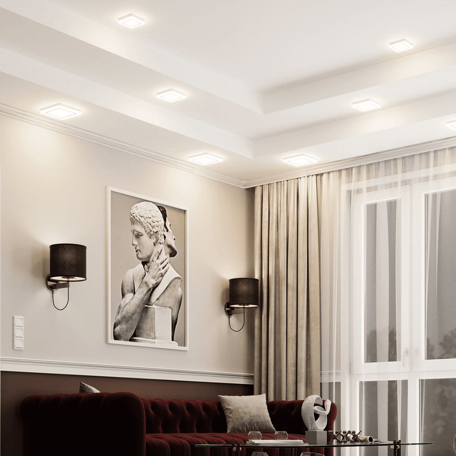 Gauss Светильник Backlight кв 6+3W 540lm 4000K 180-265V IP20 монт Ø120 145*145*31мм 3 реж LED BL123 — миниатюра 6
