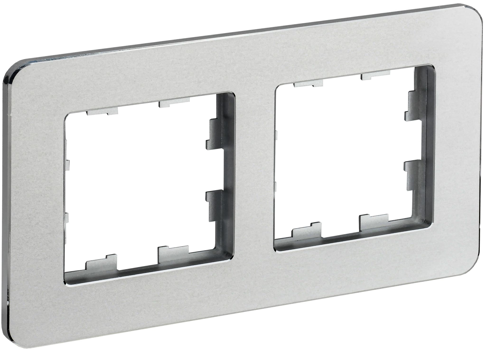 IEK BRITE DECOR Алюминий металл. скругл.угол Рамка 2-м РУ-2-1-Бр RE