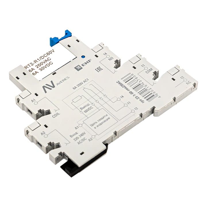 EKF Реле промежуточное с розеткой в сборе РП slim 23/1 6A 230В AC rps-23-1-60-rms230АС — миниатюра 8