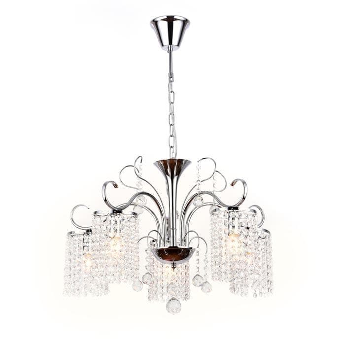 Ambrella Подвесная люстра с хрусталем TR4505/5 CH/CL хром/прозрачный E14/5 max 40W D610*720 — миниатюра 1