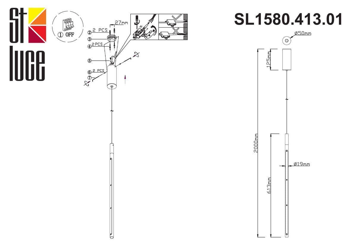 ST Luce SL1580.413.01 Светильник подвесной Черный/Белый LED 1*11W 3200K — миниатюра 2