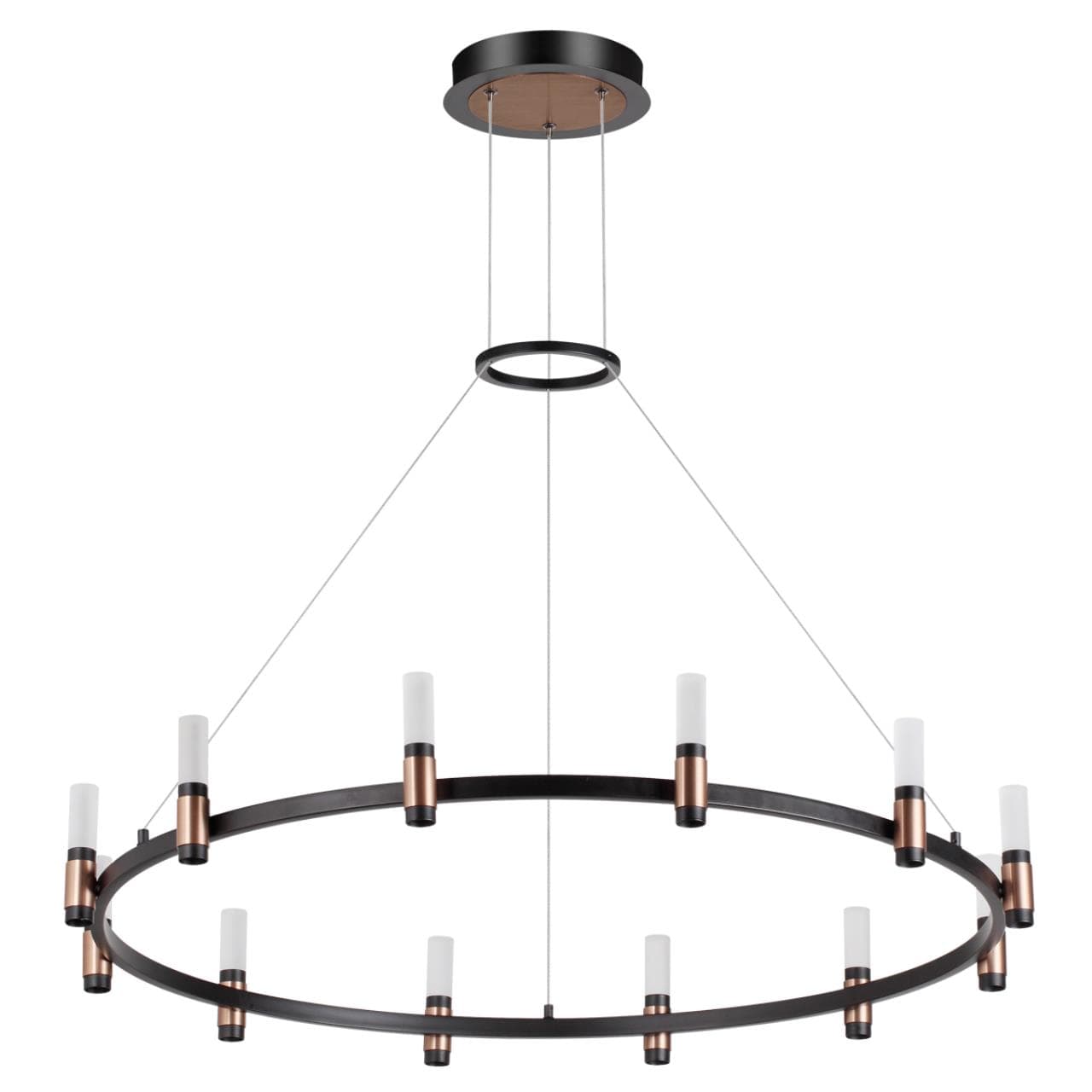 Odeon Light 5009/48L L-VISION ODL23 385 матовый черный/ ант.бронза/белый/металл/акрил Люстра LED 48W 4000K 1900Лм CANDEL — миниатюра 1
