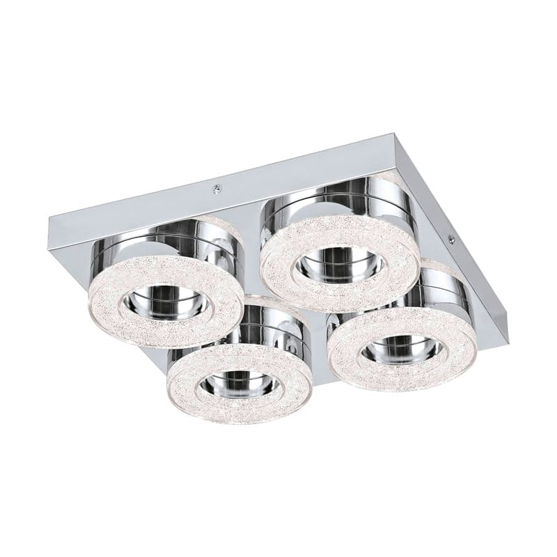 Eglo Светильник LED настенно-потолочный FRADELO, 4х4W(LED), 280х280, сталь, хром/пластик с кристал., хром, прозрач. 95664