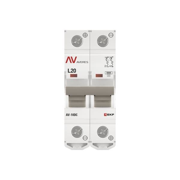 EKF Выключатель автоматический AV-10 DC 2P 20A (L) 10kA AVERES — миниатюра 4