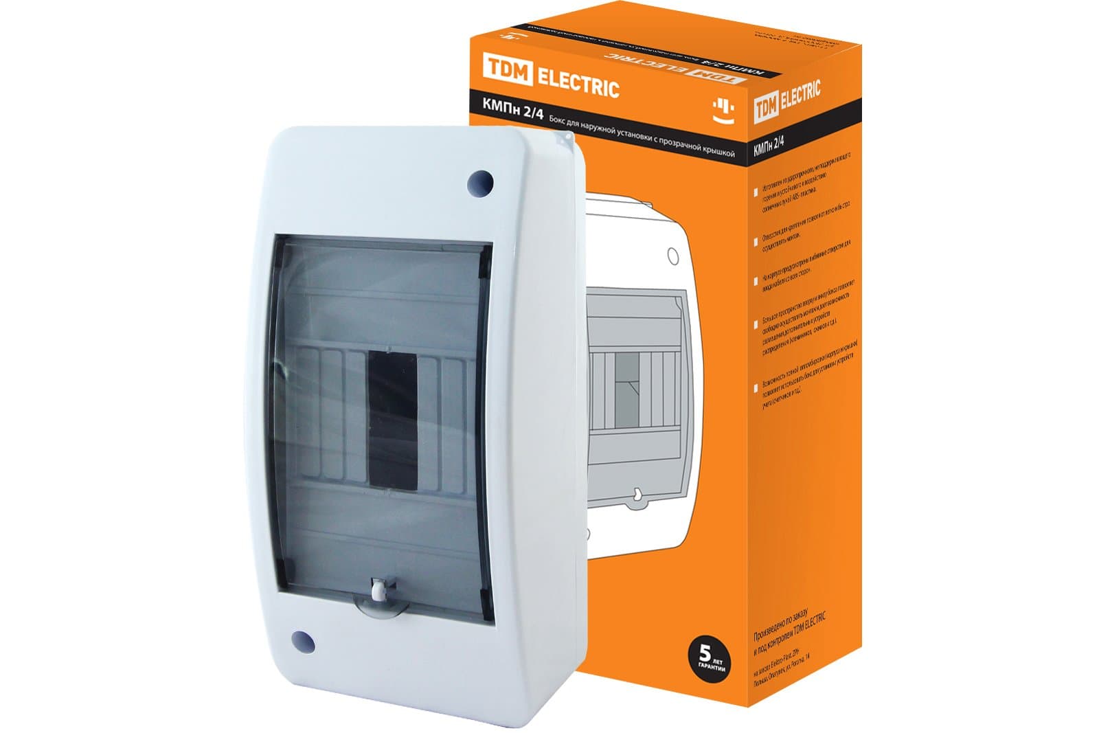 TDM Бокс КМПн 2/4 для наруж. уст. с крышкой IP42 SQ0907-0004 — миниатюра 2