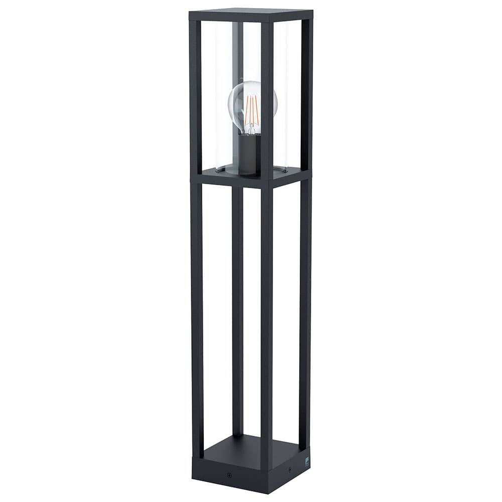 Eglo 98715 Уличный фонарь CASCINETTA, 1х40W(E27), L150, B150, H795, литой алюминий, черный/cтекло, прозрачный