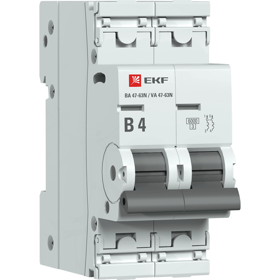 EKF Автоматический выключатель 2P 4А (B) 6кА ВА 47-63N PROxima M636204B — миниатюра 1