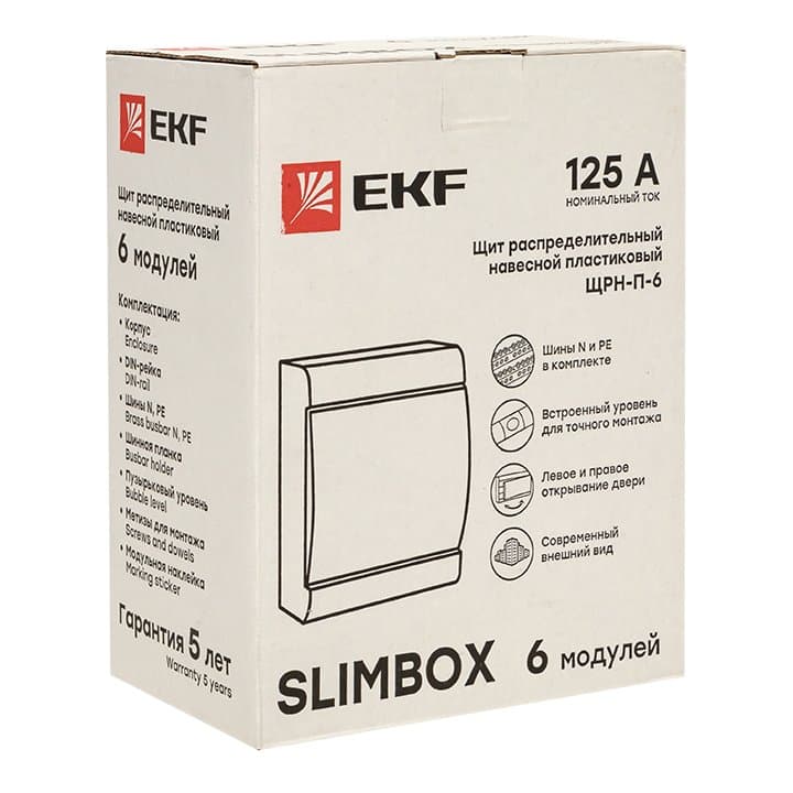 EKF PROxima Щит распределительный ЩРН-П-6 "SlimBox" белая дверца IP41 — миниатюра 2
