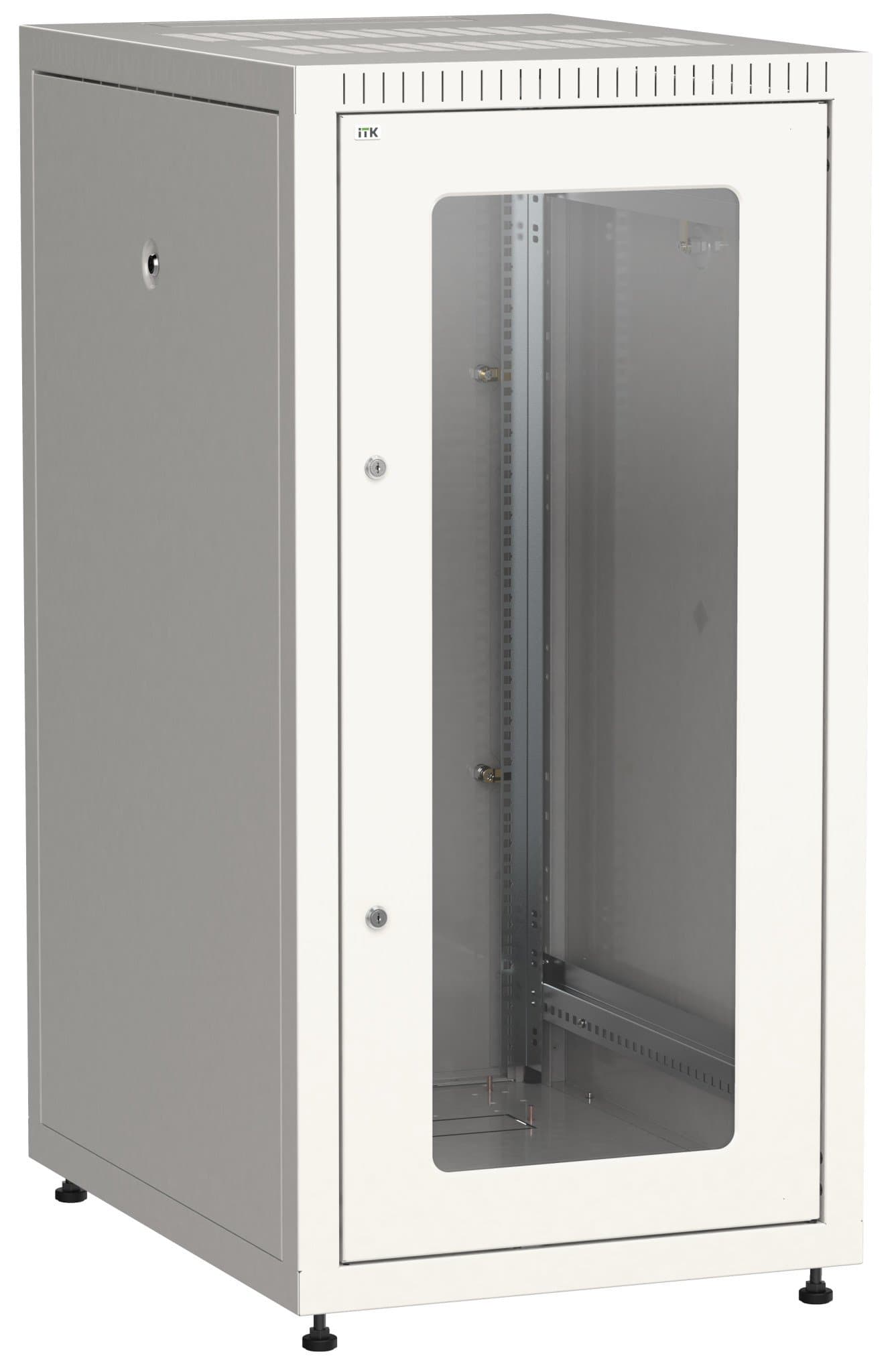 IEK LINEA E ITK Шкаф LINEA E 24U 600х800мм двери 2шт стеклянные и металлические серый LE35-24U68-GM