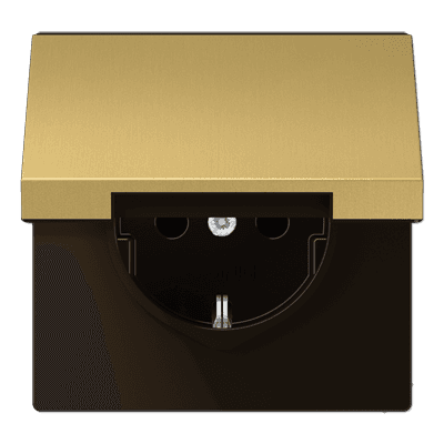 JUNG SCHUKO®-розетка 16 A / 250 B ~ с крышкой, латунь Classic ME1521KLC