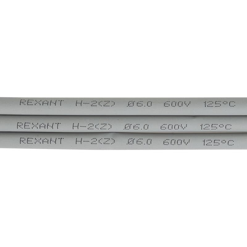Термоусадочная трубка 6,0/3,0 мм, серая, упаковка 50 шт. по 1 м Rexant 20-6010