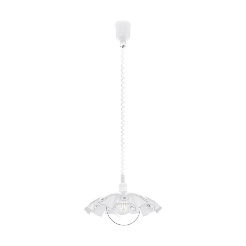 Eglo Подвес VETRO с рег-кой высоты, 1х60W(E27), Ø350, пластик, белый/сатин. стекло, хруст., белый, прозрач. 96072