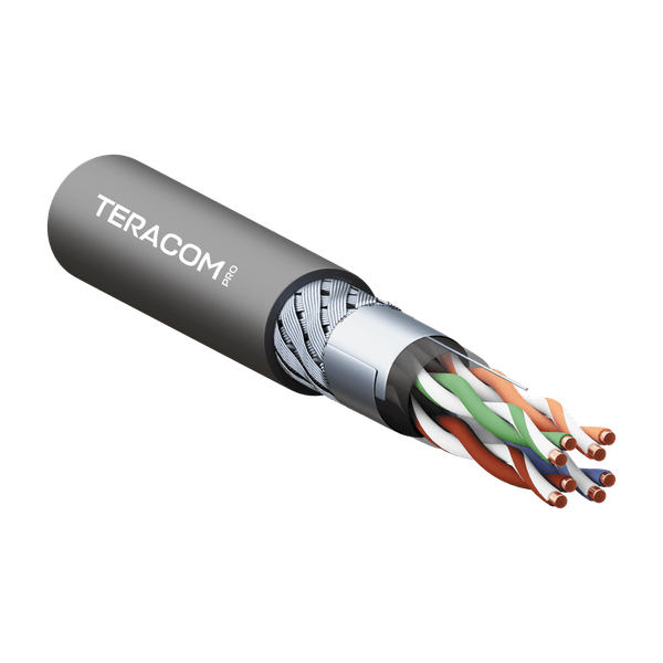 EKF Кабель витая пара TERACOM PRO Cat.5E SF/UTP для промышленного Ethernet проводник 4 пары 19x0,1мм 26AWG оболочка полиуретан -40°C – +80°C цвет черн