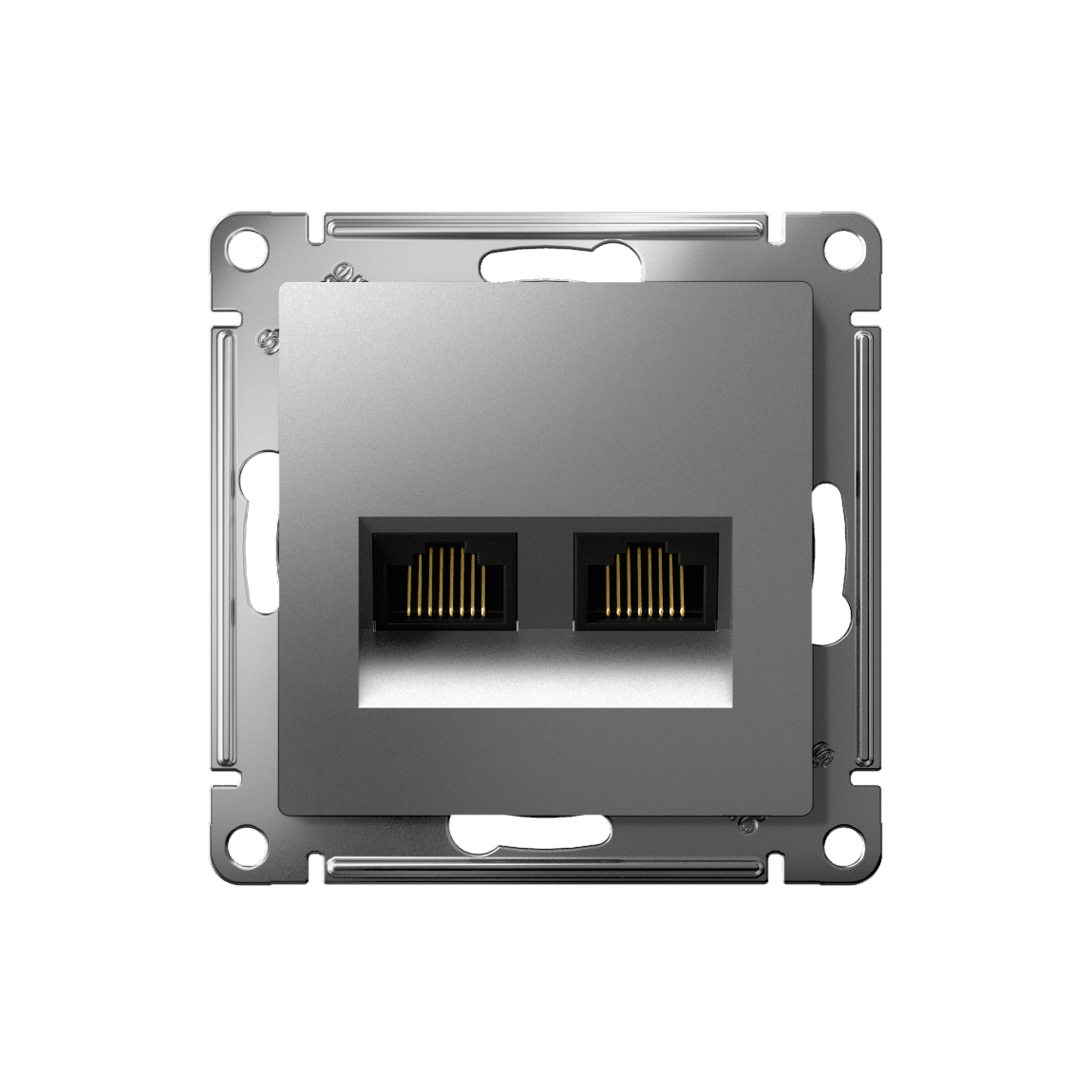 Systeme Electric AtlasDesign Сталь Розетка двойная компьютерная RJ45+RJ45, кат.6А, механизм — миниатюра 2