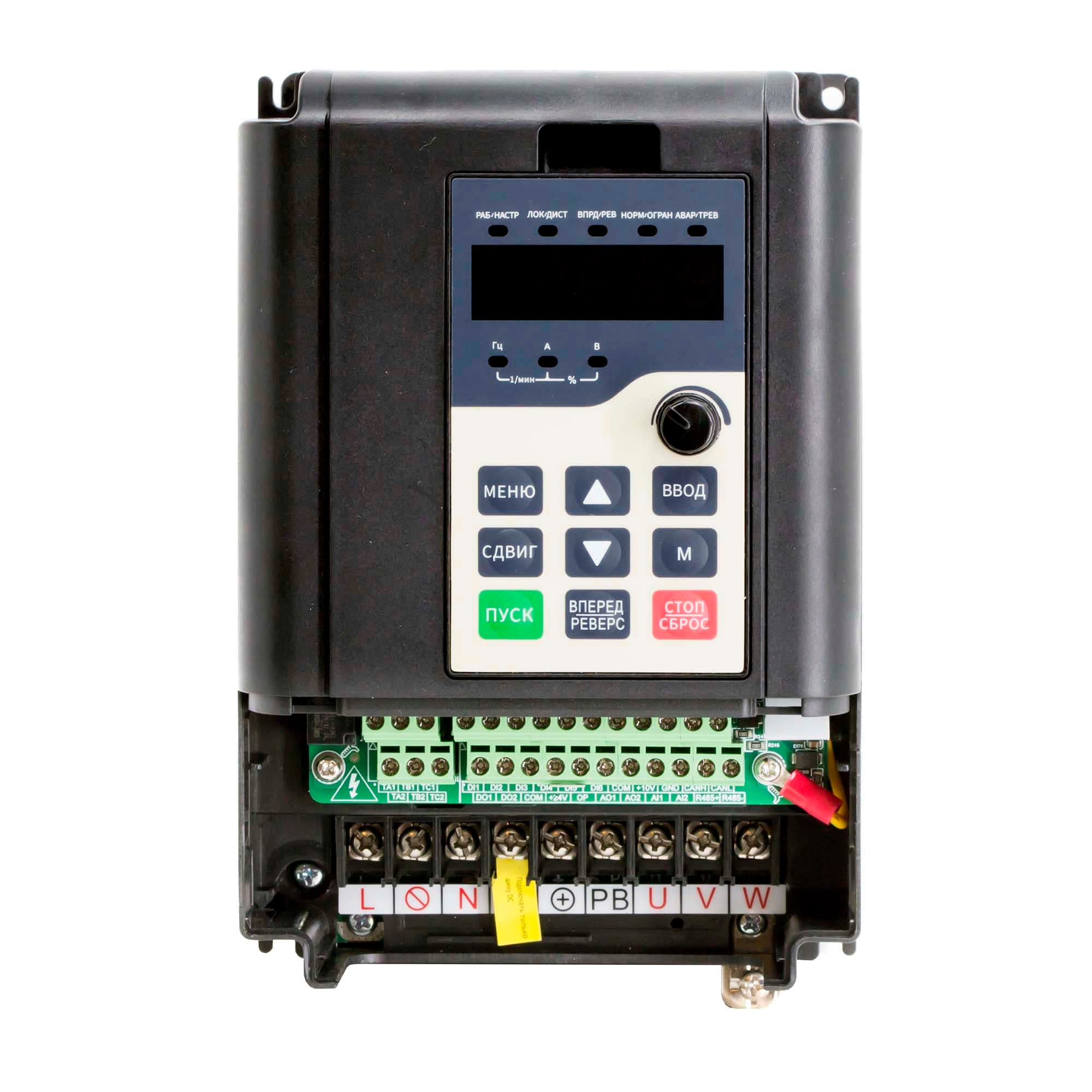 DKC Преобразователь частоты, 1ф. питание 220В, выходная мощность 0,4 кВт, встроенный тормозной прерыватель и ЭМС фильтр — миниатюра 2