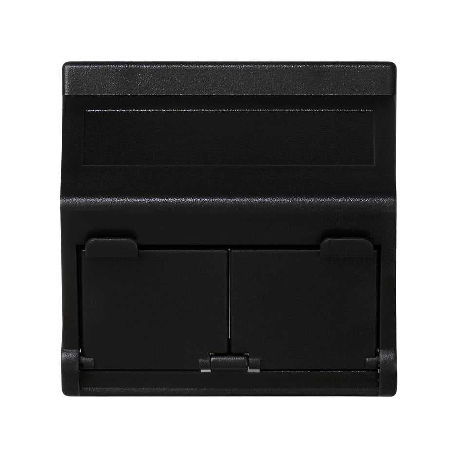 Simon Connect Графит Плата наклонная с крышками на 2 модуля MD (RJ45, оптоволокно), 45х45мм KB80-14