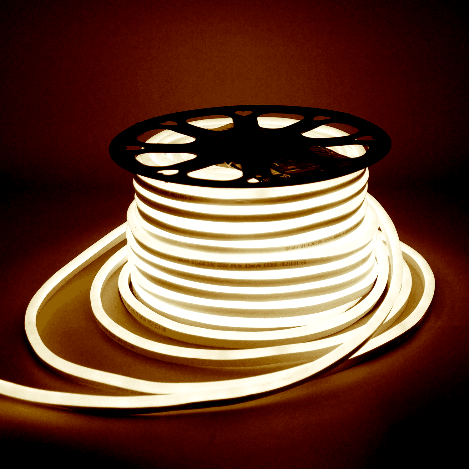 Gauss Лента LED 2835/120-SMD 8W 220V 200lm/m 3000K NEON IP67 (50м) 311000108 — миниатюра 4