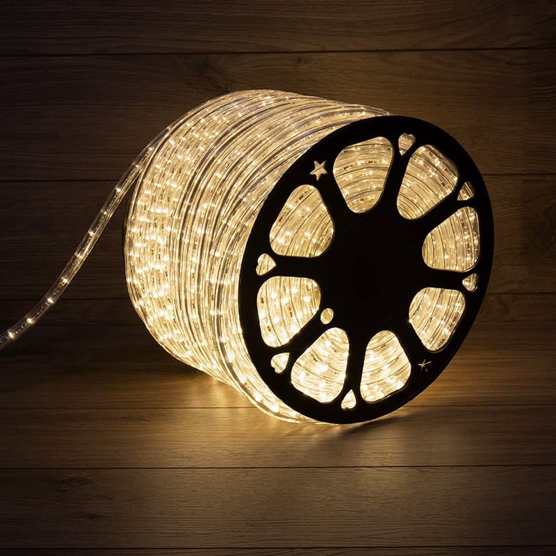NEON-NIGHT Дюралайт LED, постоянное свечение (2W) - ТЕПЛЫЙ БЕЛЫЙ, 24 LED/м Ø10мм, бухта 100м 121-126-3