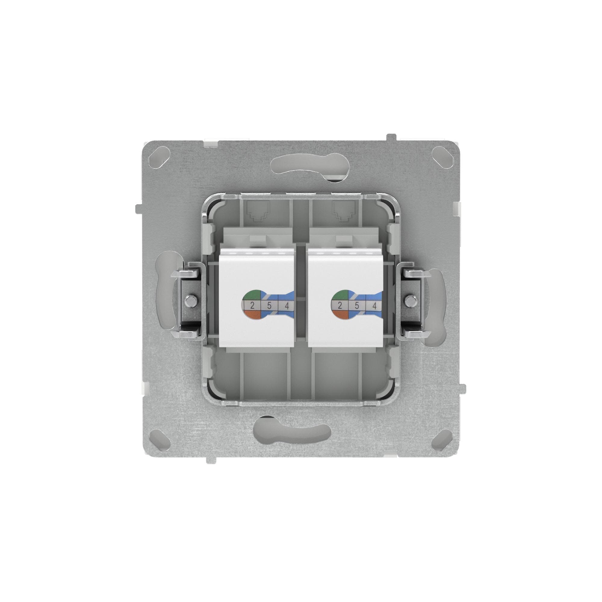 DKC KANT Компьютерная розетка RJ-45 без шторки, кат.6А двойная, белая магнолия — миниатюра 3