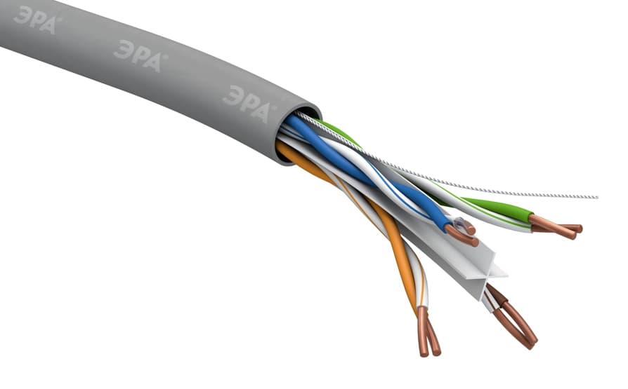ЭРА Кабель витая пара U-4-PVC-6 U/UTP 4x2x23 AWG Cat 6 CU PVC 305 метров