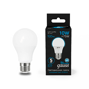 Gauss Лампа A60 10W 920lm 6500K E27 LED 1/10/50 102502310
