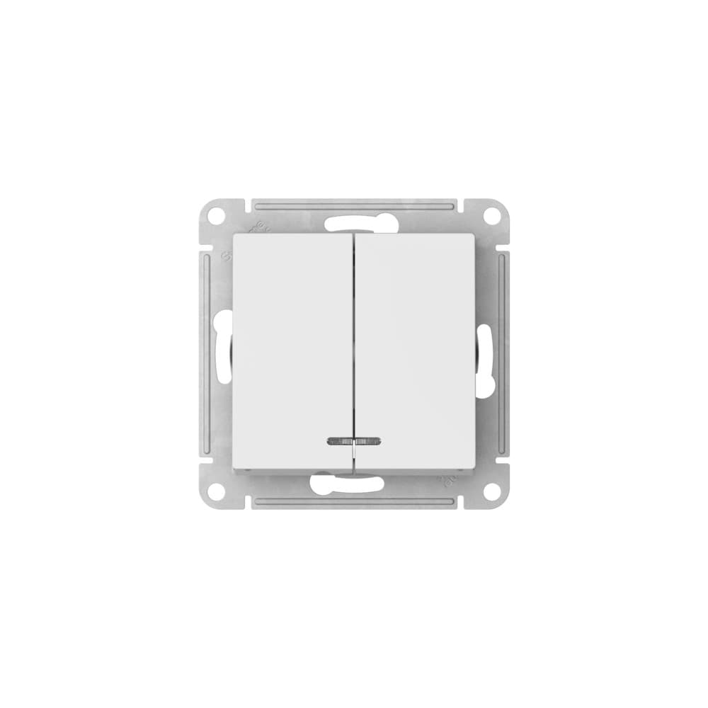 Systeme Electric AtlasDesign Белый Выключатель 2-клавишный с подсвет.,сх.5а, 10АХ, мех., быстрозажим. клем. — миниатюра 3