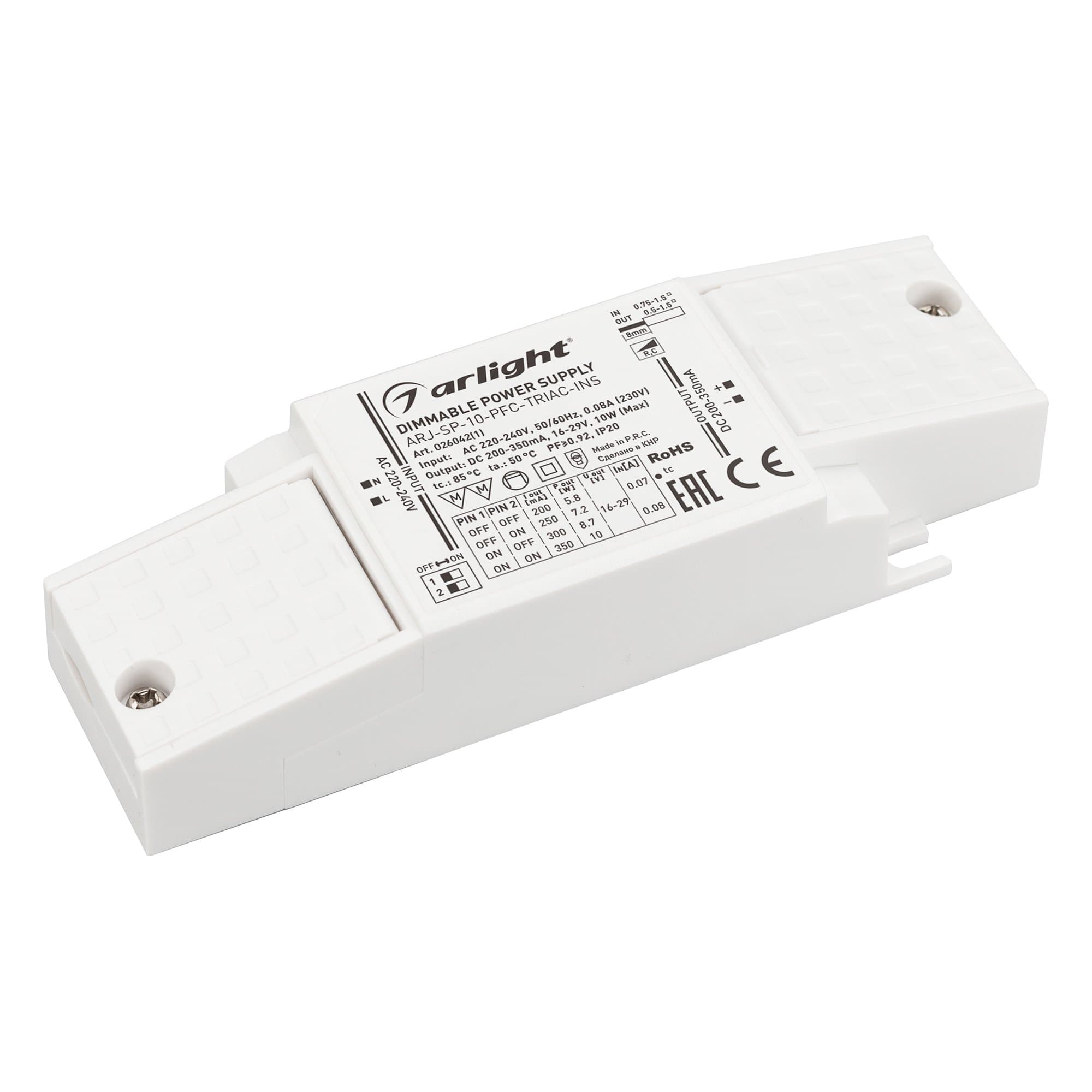 Arlight Блок питания ARJ-SP-10-PFC-TRIAC-INS (10W, 16-29V, 0.2-0.35A) (IP20 Пластик, 5 лет) 026042(1) — миниатюра 1