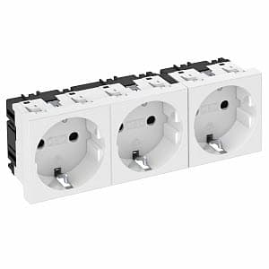 OBO Bettermann Розетка силовая 0° тройная 3х2К+З, 3 модуля Modul45, 45х135 мм, со шторками, 16А 250В белая 6120042 — миниатюра 2