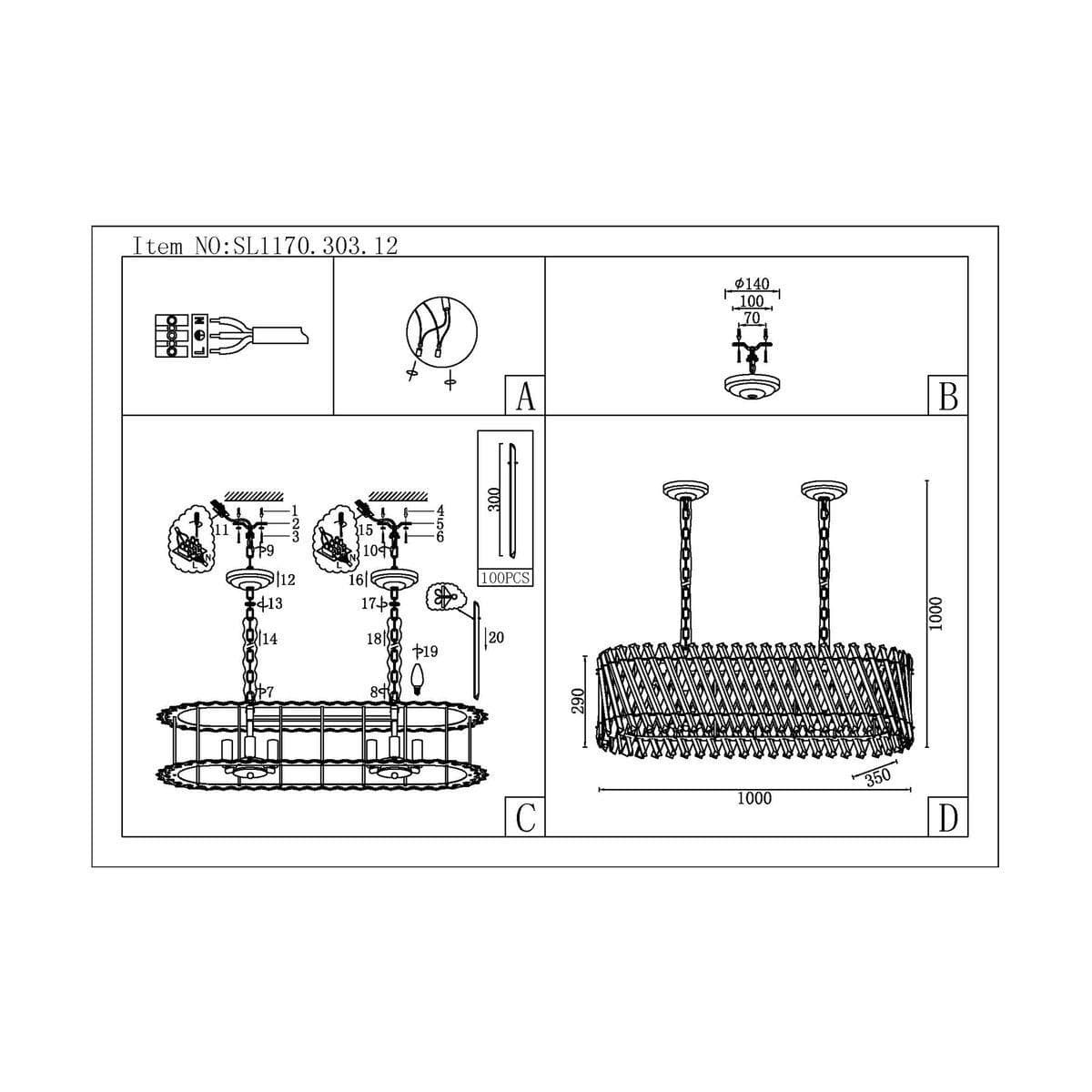 ST Luce SL1170.303.12 Светильник подвесной Латунь/Прозрачный E14 12*40W — миниатюра 2