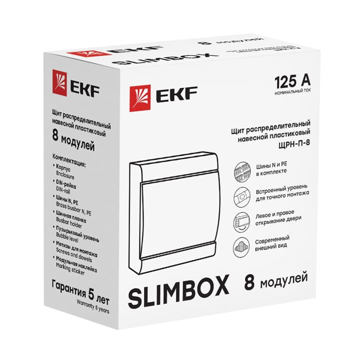 EKF Щит распределительный ЩРН-П-8 "SlimBox" белая дверца IP41 — миниатюра 2