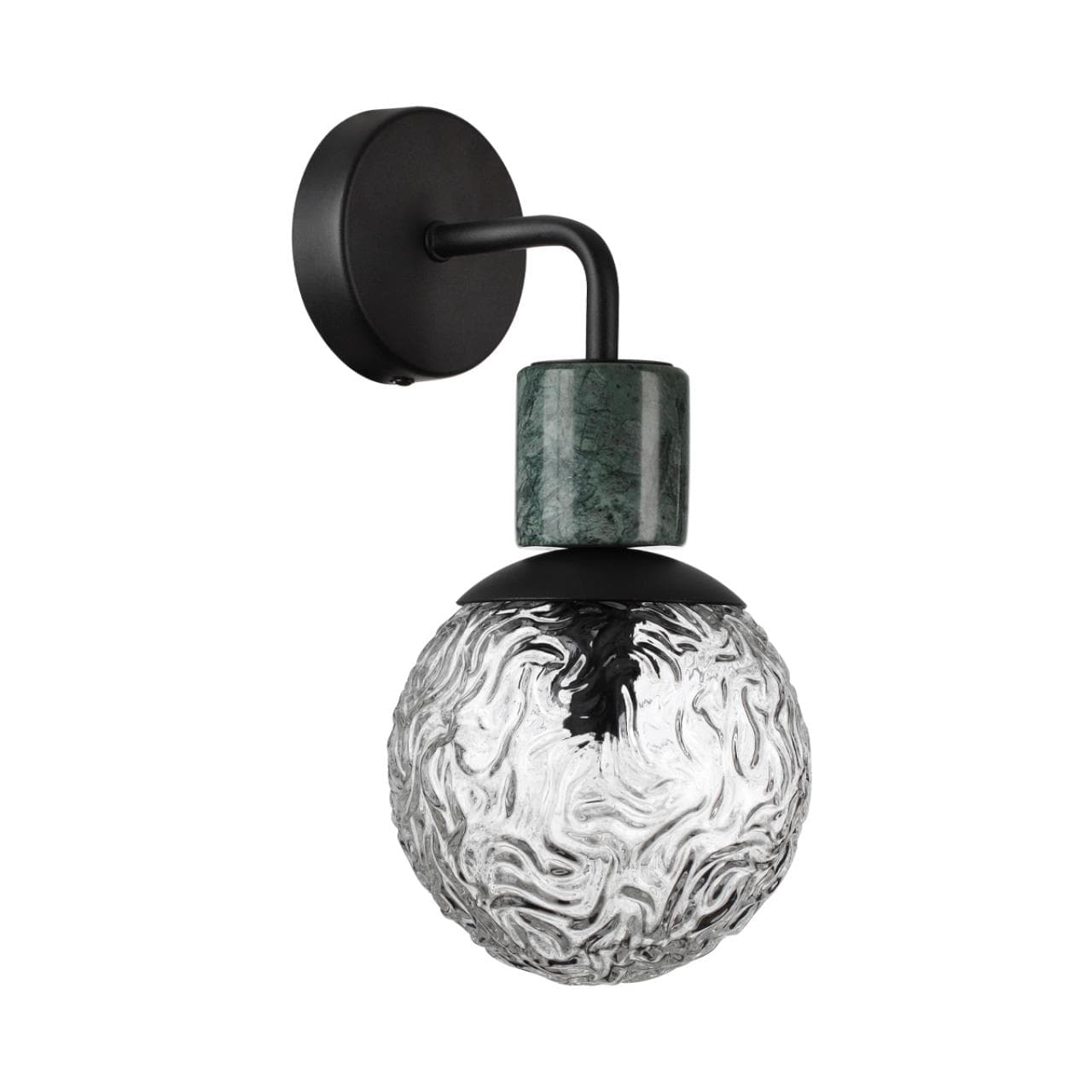 Odeon Light 5026/1W MODERN ODL23 389 черный матовый/темно-зеленый/прозрачный металл/мрамор/стекло Бра E14 1*40W GREENI — миниатюра 1