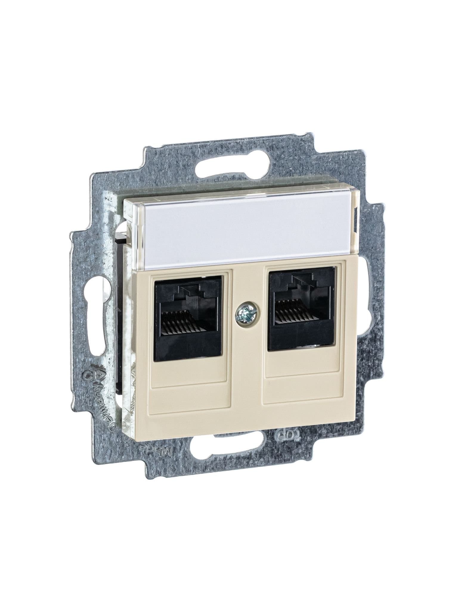 ABB EPJ Levit слоновая кость / белый Розетка компьютерная, 2хRJ45 кат,5e, слоновая кость 2CHH295118A6017 — миниатюра 3