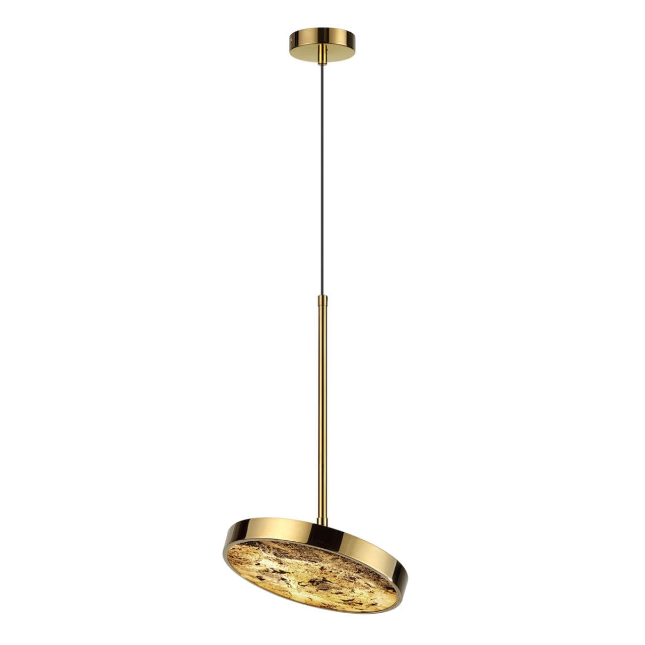 Odeon Light 5079/15L L-VISION ODL24 зол./серо-бежевый/металл/натур.камень/акрил Подвес с переключ.цветов.темпер. LED 15W 3000К/4000K/6000K BERGI