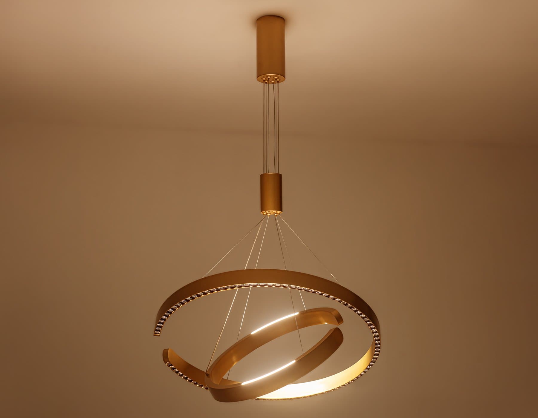 Ambrella Светильник подвесной светодиодный FL5885/2 GD золото 45W 3000K/4200K/6400K D600/400*1200 (без ПДУ) — миниатюра 4