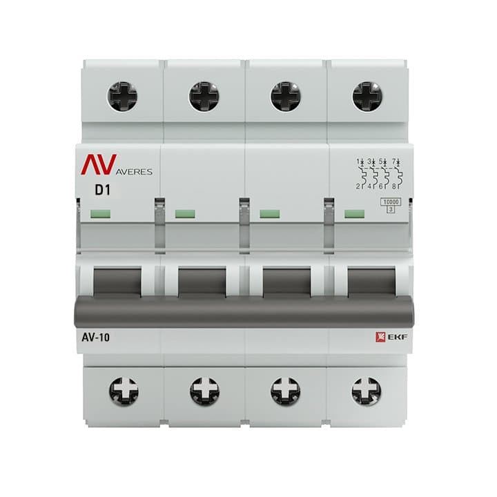 EKF Averes AV-10 Автоматический выключатель (D) 4P 1А 10kA mcb10-4-01D-av — миниатюра 2
