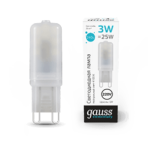 Gauss Лампа Elementary G9 AC220-240V 3W 240lm 4100K пластик LED 14923