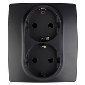 ЭРА 12-2104-05 Розетка 2X2P+E Schuko со шторками, 16A-250В, IP20, 12, Антрацит