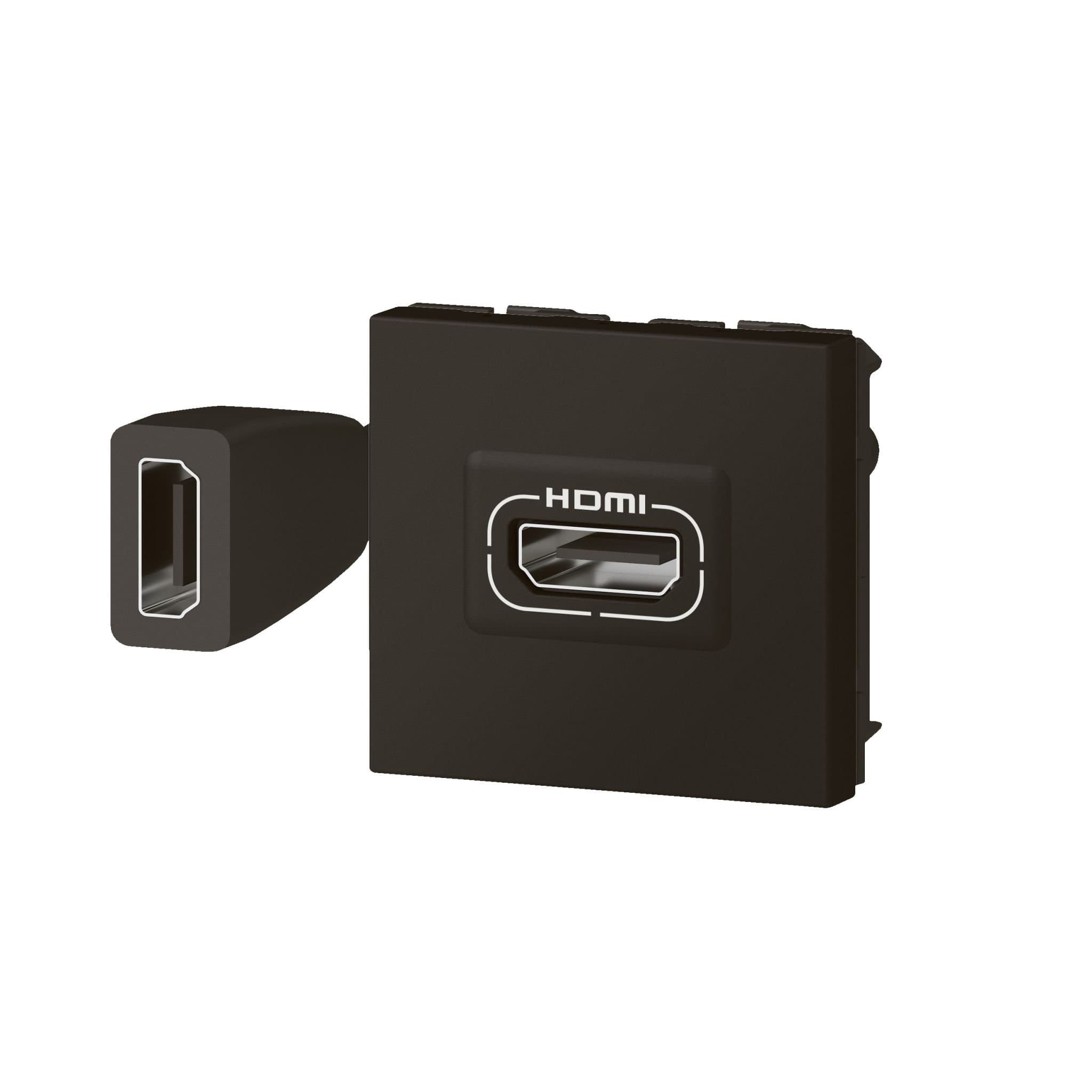 Legrand Mosaic Матовая черная Розетка HDMI, программа, 2 модуля, со шнуром 079479L — миниатюра 2