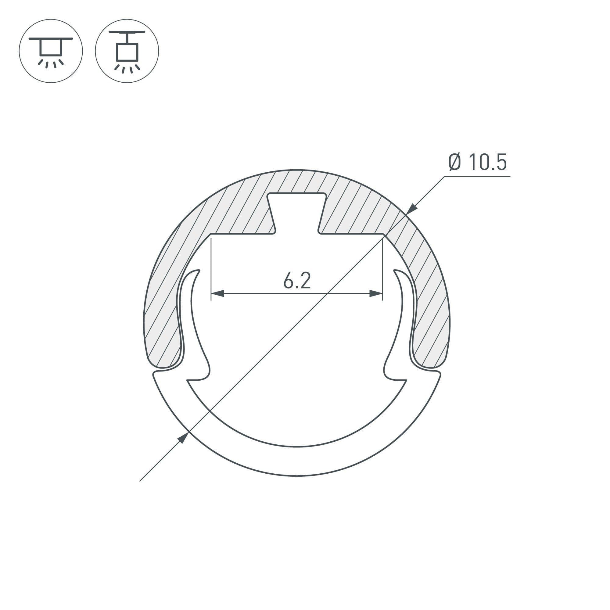 Arlight Профиль ROUND-D10.5-2000 ANOD BLACK (Алюминий) 033036 — миниатюра 3