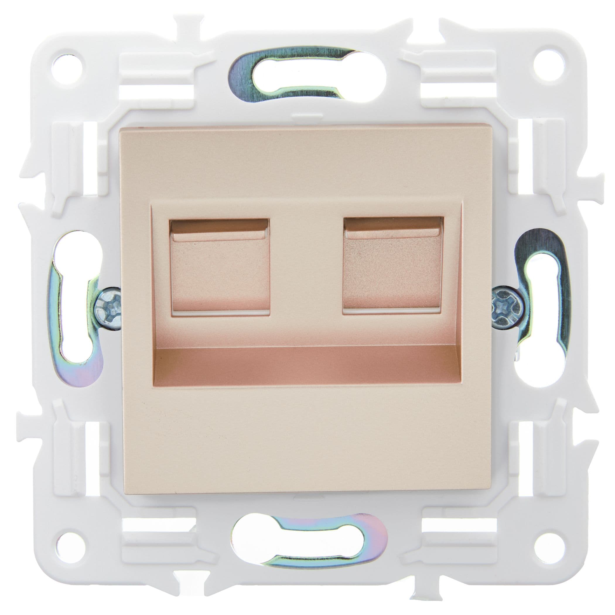 IEK SKANDY Песочный Розетка компьютерная двойная RJ45 кат.6 SK-K04Sa — миниатюра 2