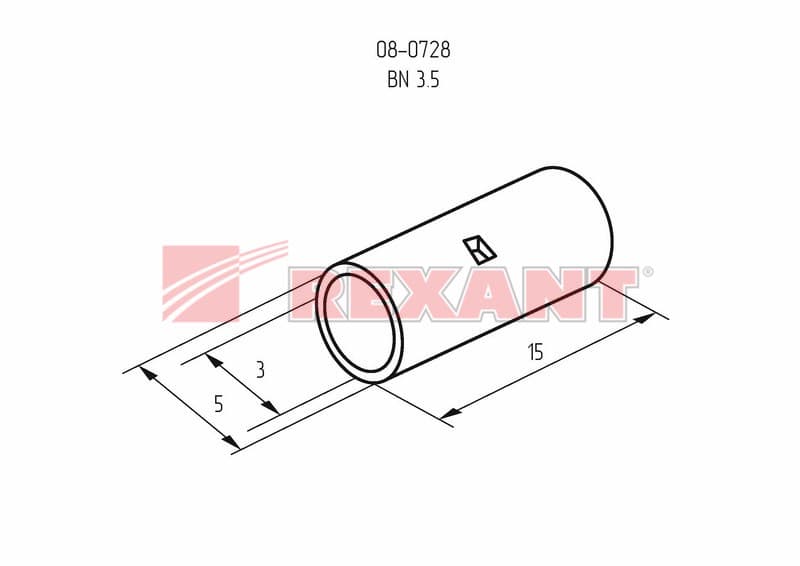 СОЕДИНИТЕЛЬНАЯ ГИЛЬЗА L-15мм 2.5-4мм² (ГМЛ (DIN) 4) Rexant 08-0728 — миниатюра 2