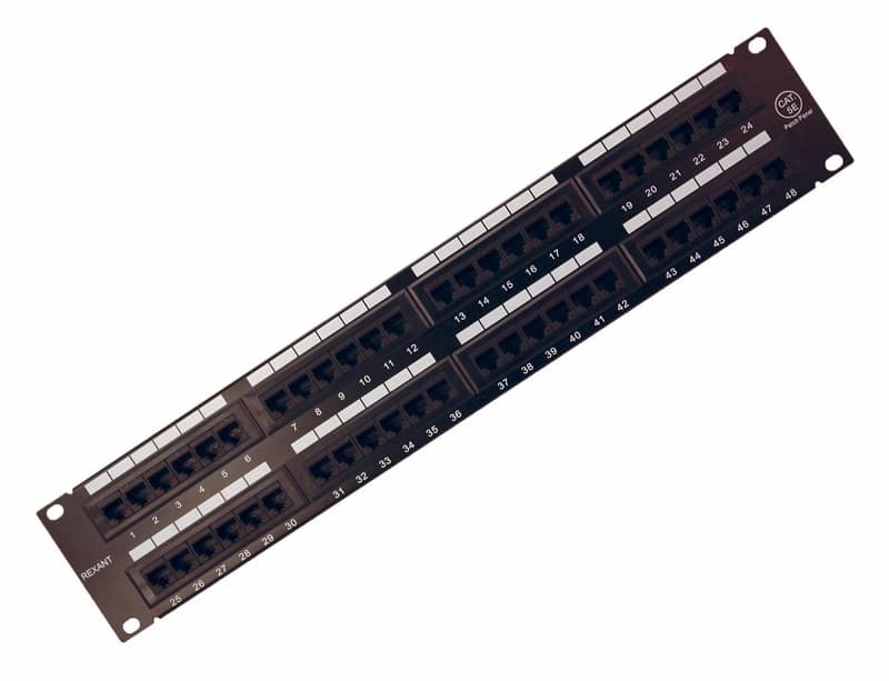 Патч-панель 19", 2U, 48 портов RJ-45, категория 5e Rexant 04-0022