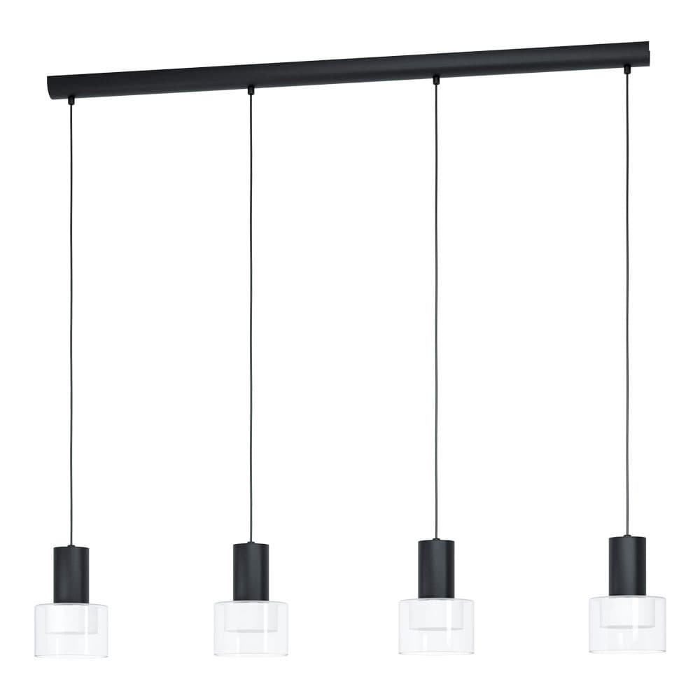 Eglo COPILLOS Подвес светодный димм, 4х5W(GU10), L1190, B140, H1500, 4х400lm, сталь, черный/стекло, пластик, прозрачный, белый 39726