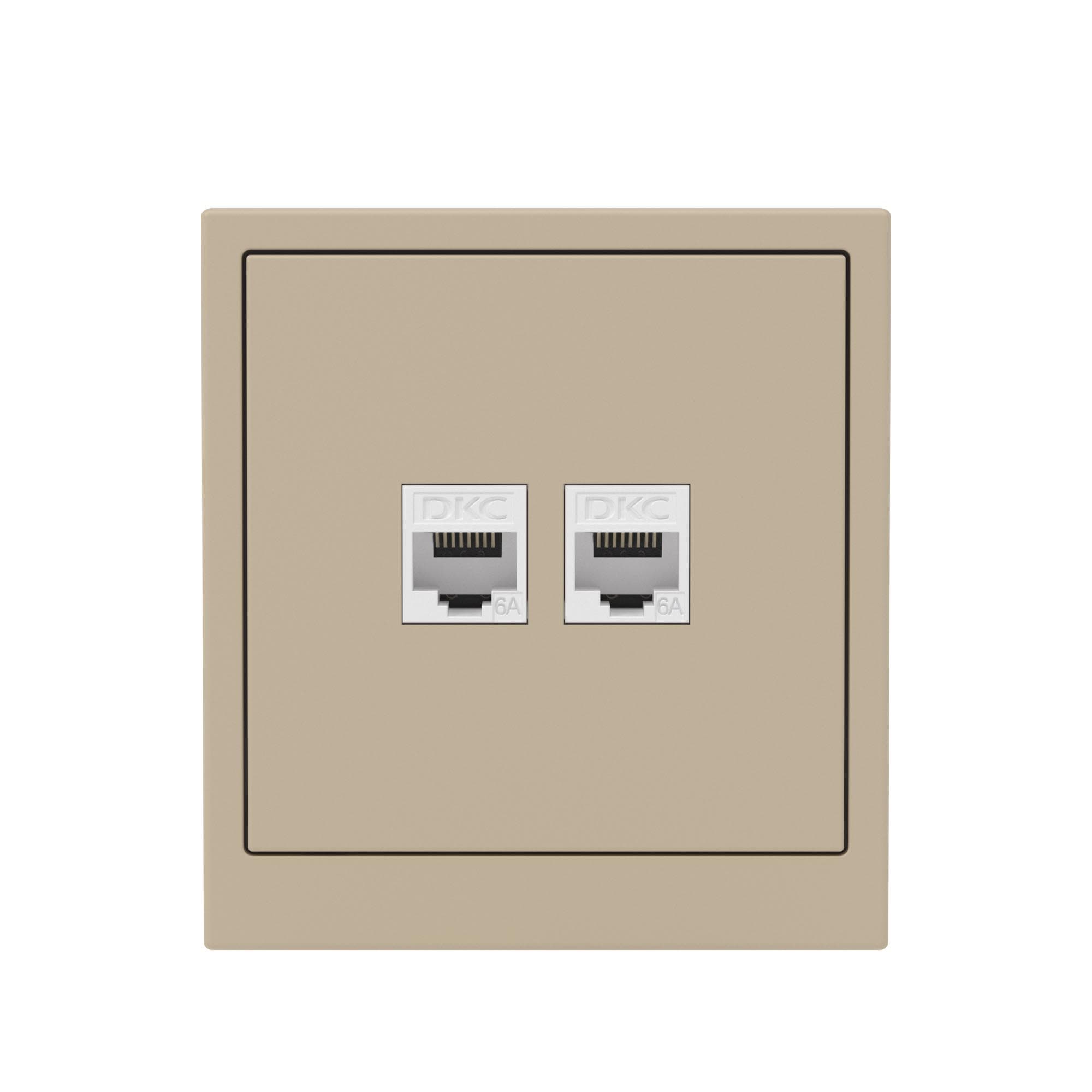 DKC KANT Компьютерная розетка RJ-45 без шторки, кат.6А двойная, ванильный марципан — миниатюра 6