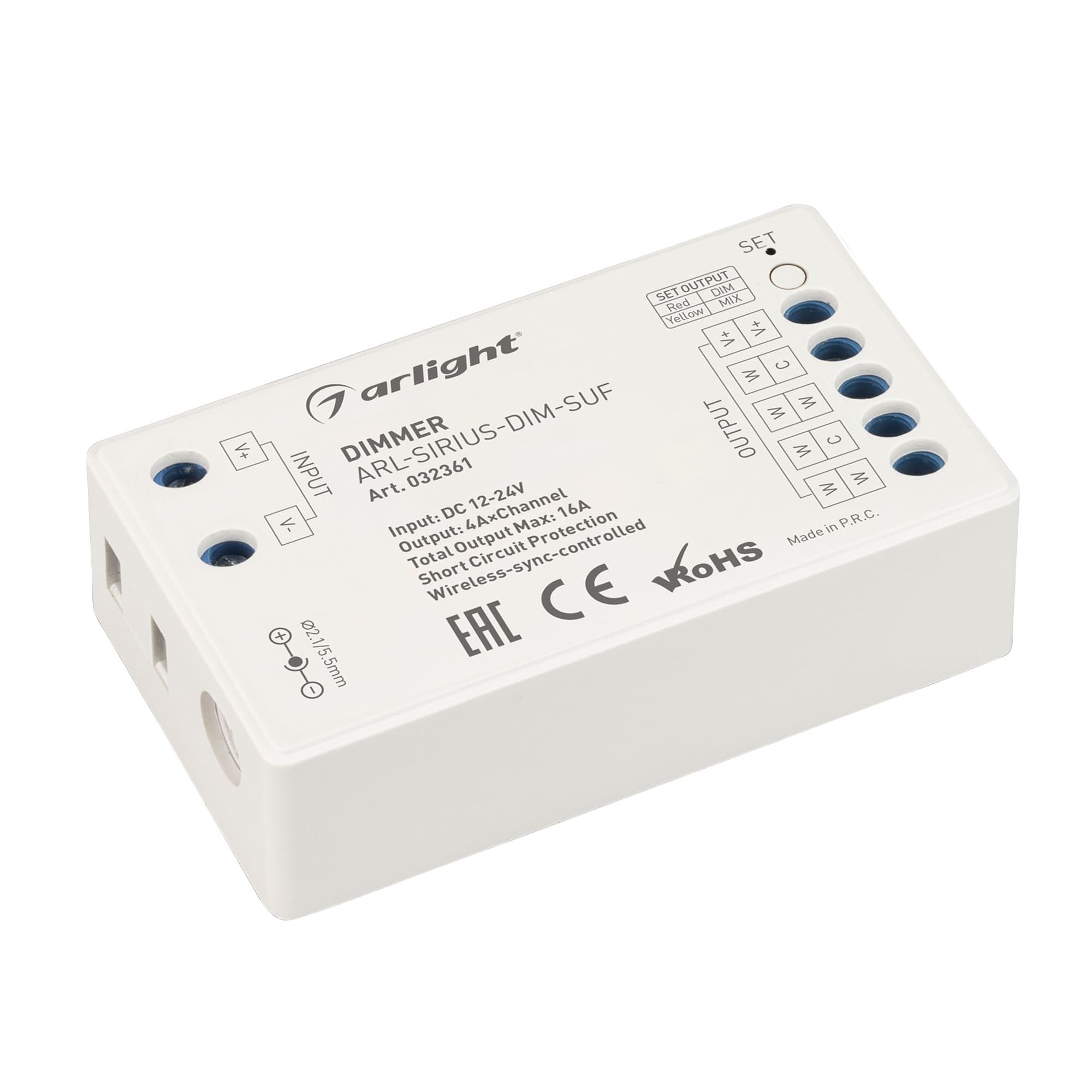 Arlight Диммер ARL-SIRIUS-DIM-SUF (12-24V, 4x4A, 2.4G) (IP20 Пластик, 3 года) 032361 — миниатюра 1