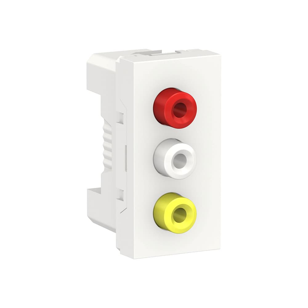 SE Unica Modular Бел Розетка 3 RCA, 2 модуля NU343118 — миниатюра 1