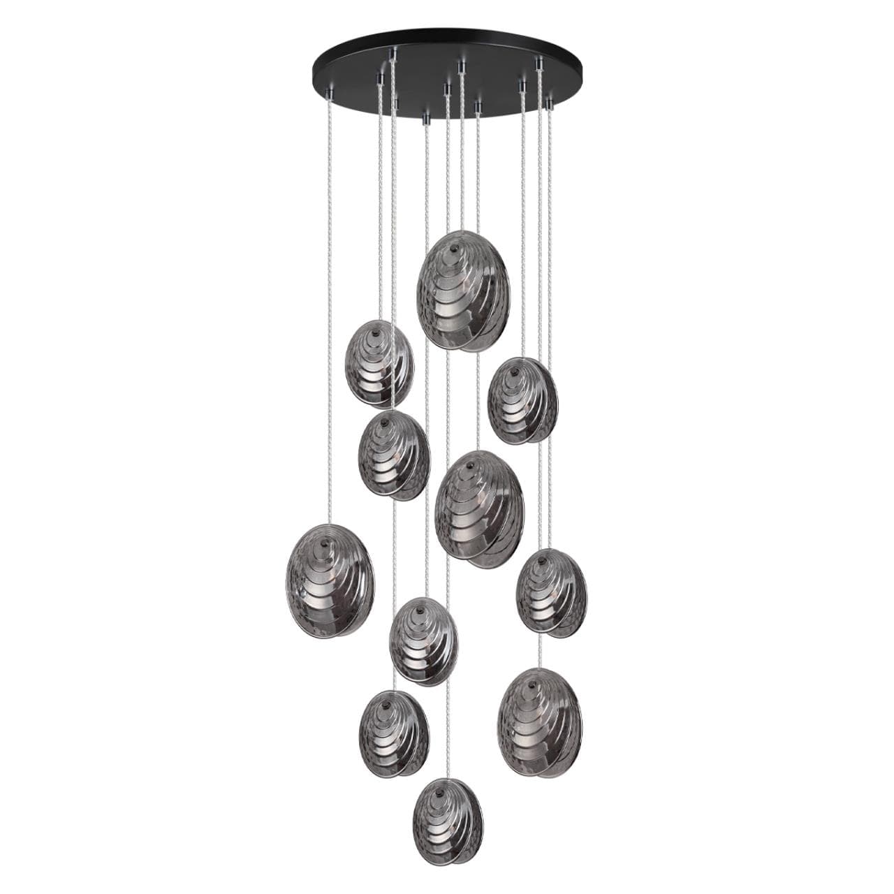 Odeon Light 5038/11 MODERN ODL24 295 черный/дымчатый/металл/стекло Люстра каскадная G9 11*40W MUSSELS