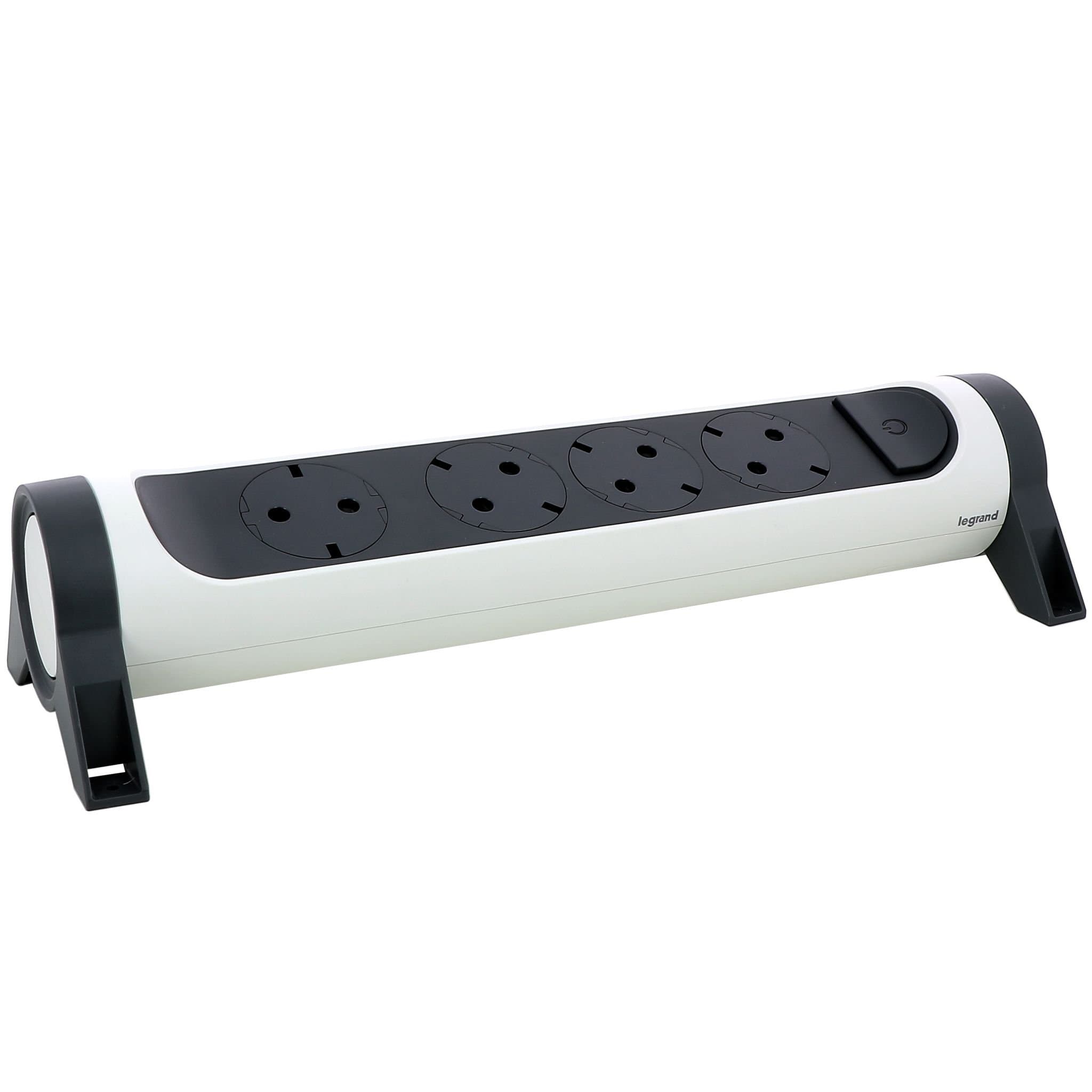Legrand Revolution Комфорт Бело-черный Удлинитель 4x2К+З с выкл., без кабеля, плоские розетки, фиксируемый поворотный блок 694544 — миниатюра 4