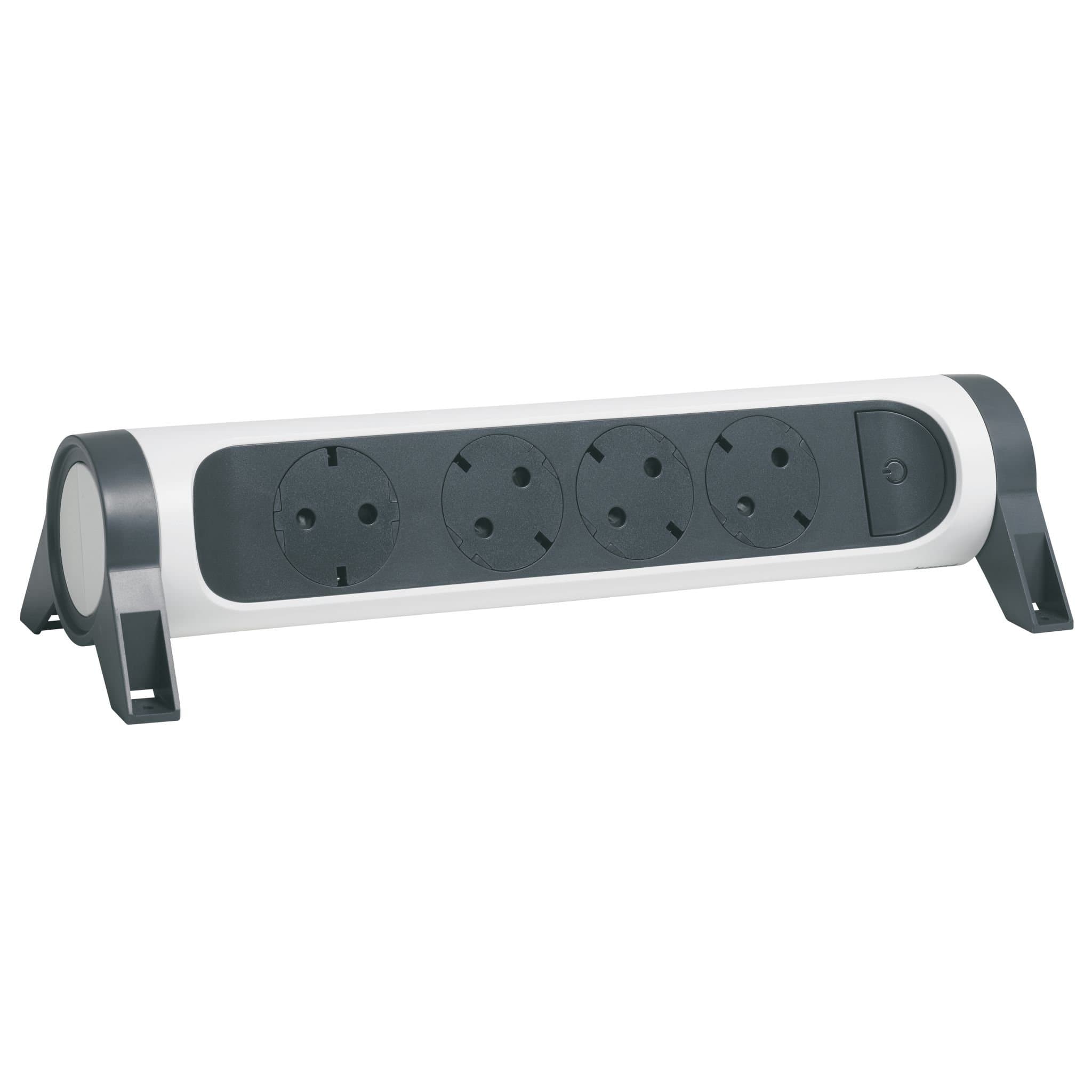 Legrand Revolution Комфорт Бело-черный Удлинитель 4x2К+З с выкл., без кабеля, плоские розетки, фиксируемый поворотный блок 694544 — миниатюра 3